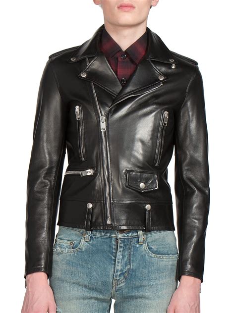 yves saint laurent black leather jacket|saint laurent jacket men's.